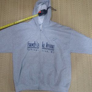 Men's zip up hooded sweatshirt (extra large) XL, French Lake resort Wisconsin